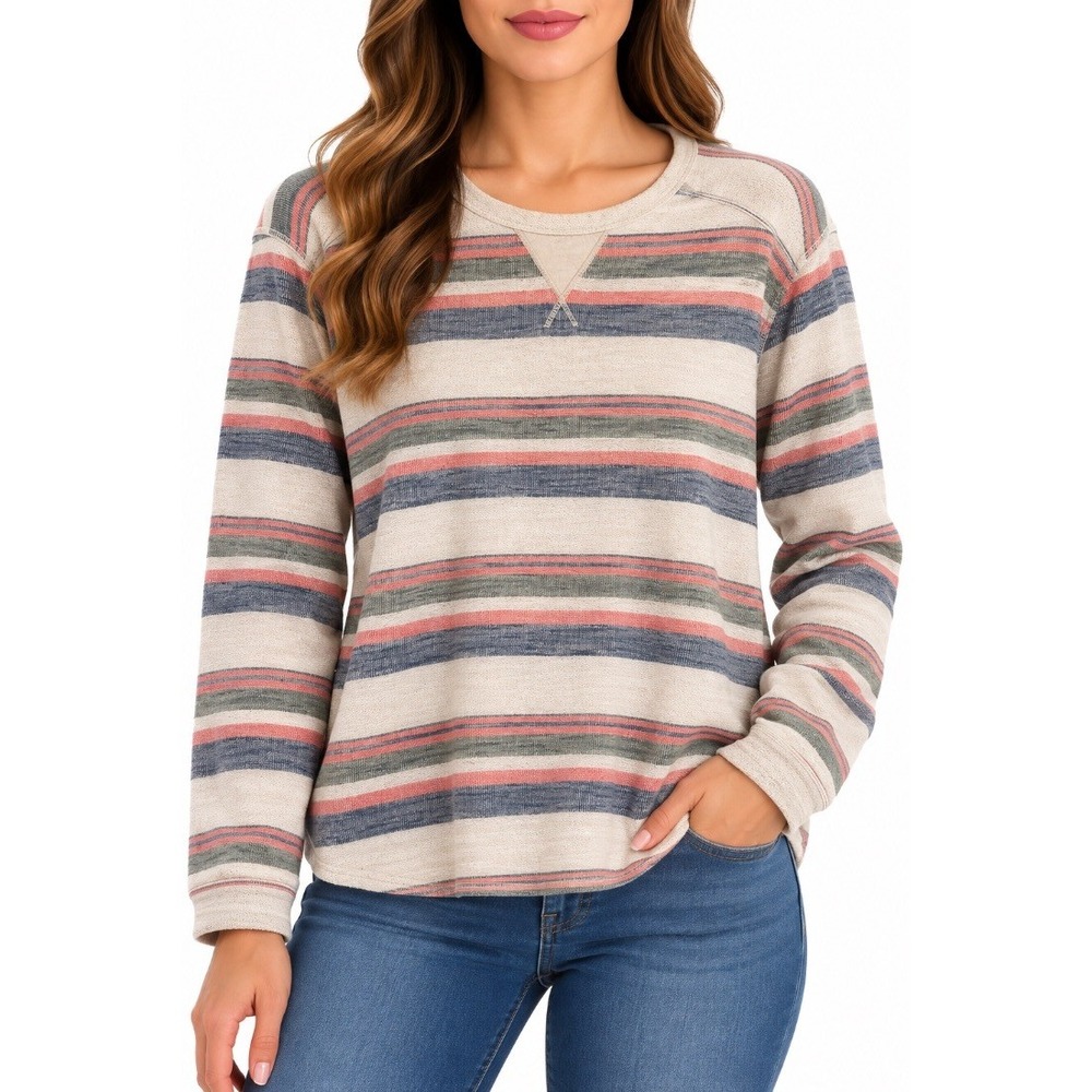 Tommy Bahama Womens Striped Cotton Pullover Sweatshirt Sweater Top S